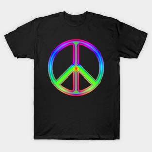 Rainbow Neon Peace Sign T-Shirt